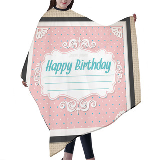 Personality  Vintage Birthday Card. Vector Hair Cutting Cape