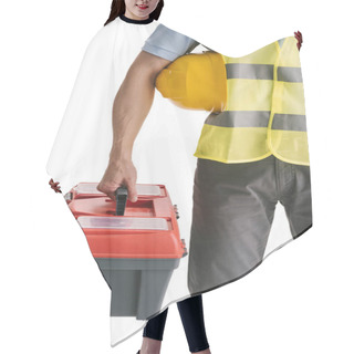 Personality  Construction Worker With Toolbox Hair Cutting Cape