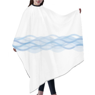 Personality  Blue Wavy Stripes Isolated On White Background Hair Cutting Cape