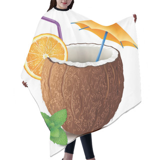 Personality  Coconut Drink Cocktail With Mint Leaf And Orange Slice Hair Cutting Cape