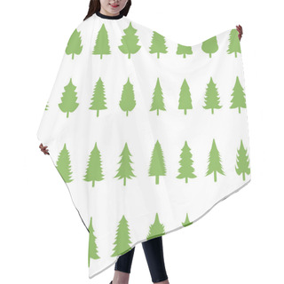 Personality  Set Of Green Christmas Trees On A White Background Hair Cutting Cape
