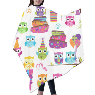 Personality  Vector Set Of Cute Party Themed Owls Hair Cutting Cape