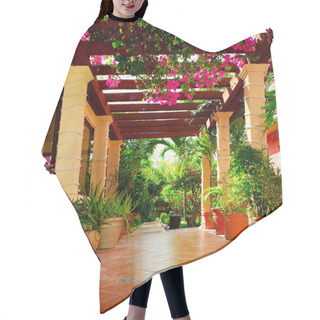 Personality  Landscaped Terrace Of A House With Flowers Hair Cutting Cape