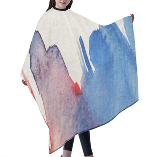 Personality  Close Up View Of Blue And Red Watercolor Paint Brushstrokes On White Textured Background Hair Cutting Cape
