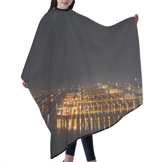 Personality  Aerial View Of Tranquil Cityscape With Illuminated Buildings At Night Hair Cutting Cape