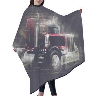 Personality  American Truck Illustration Color Isolated Art Vintage Retro Hair Cutting Cape