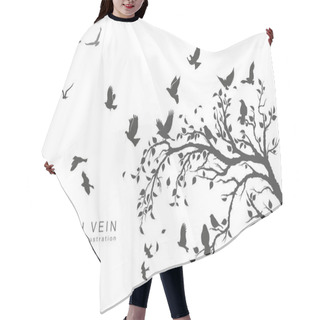 Personality  Figure Set Flock Of Flying Birds On Tree Branches Hair Cutting Cape