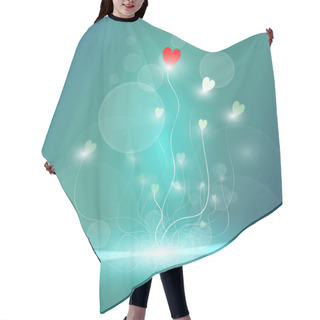 Personality  Vector Blue Background With Hearts. Hair Cutting Cape