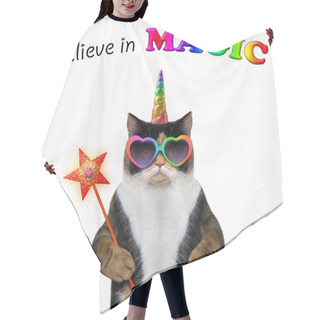 Personality  Cat Unicorn Holds The Magic Wand Hair Cutting Cape