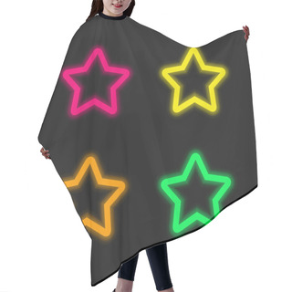 Personality  1 Star Four Color Glowing Neon Vector Icon Hair Cutting Cape