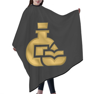 Personality  Aromatherapy Gold Plated Metalic Icon Or Logo Vector Hair Cutting Cape