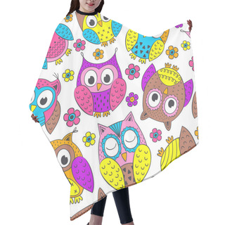 Personality  Seamless Pattern With Funny Owls - Vector Illustration, Eps Hair Cutting Cape