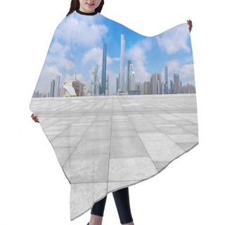 Personality  Urban Skyscrapers With Empty Square Floor Tiles Hair Cutting Cape