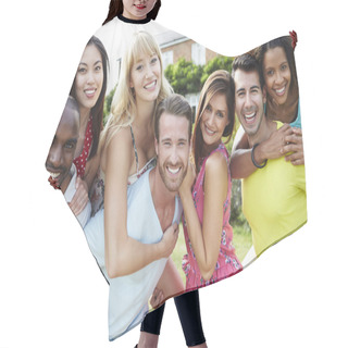 Personality  Friends Relaxing In Summer Garden Hair Cutting Cape