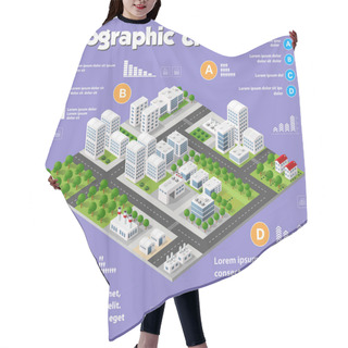 Personality  Isometric City Map Industry Hair Cutting Cape