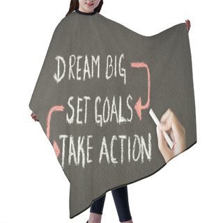 Personality  Dream Big, Set Goals, Take Action Chalk Drawing Hair Cutting Cape