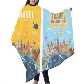 Personality  Travel, Journey, Trip Vector Logo Design Template. Vacation Or Countries Of The World Icon. Hair Cutting Cape