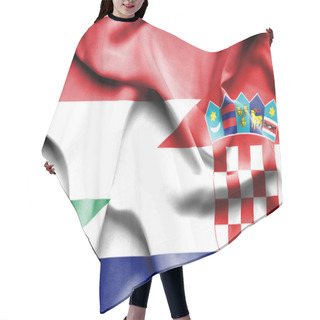 Personality  Waving Flag Of Croatia And Hungary Hair Cutting Cape