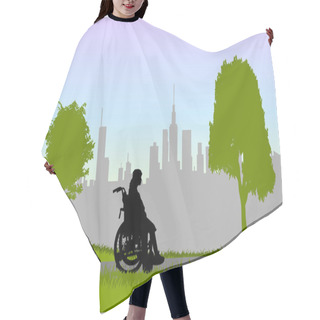 Personality  Woman In A Wheelchair - Walk In The Park Hair Cutting Cape