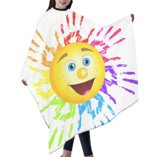 Personality  Vector Illustration Of Sun From Hand Prints Hair Cutting Cape