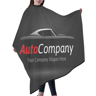 Personality  Auto Company Vehicle Logo Design Concept With Classic American Style Sports Car Silhouette Hair Cutting Cape