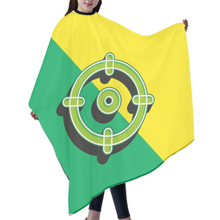 Personality  Aim Green And Yellow Modern 3d Vector Icon Logo Hair Cutting Cape