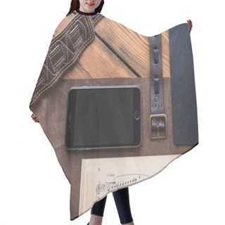 Personality  Smartphone Mock-up Over Musical Notes Hair Cutting Cape