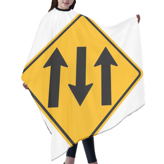 Personality  Warning Signs Three Lane Traffic Road On White Background  Hair Cutting Cape