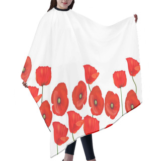 Personality  Background With Beautiful Red Poppies. Vector Illustration Hair Cutting Cape