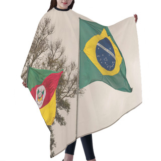 Personality  Flags Of Rio Grande Do Sul And Brazil. The Flag Is The Visual Symbol Representative Of A State, Country, State, Municipality, District Court, Province, Neighborhood, Society, Clan, Crown Or Kingdom. Hair Cutting Cape
