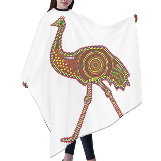 Personality  Emu Isolated On White Background. Australia Aboriginal Ostrich Dot Painting. Aboriginal Tribal Styled Ostrich. Decorative Ethnic Style. Element For Flyer, Poster, Banner, Placard, Brochure. Stock Vector Illustration Hair Cutting Cape
