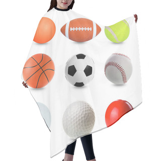 Personality  Set Of Sports Balls On White Background Hair Cutting Cape