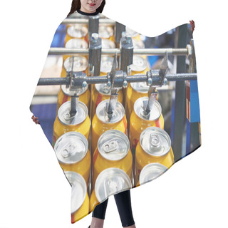 Personality  Beer Can Conveyor At Factory Hair Cutting Cape