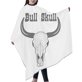 Personality  Vector Black And White Cow Skull Logo Hair Cutting Cape