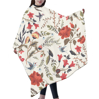 Personality  Seamless Floral Pattern With Birds Hair Cutting Cape