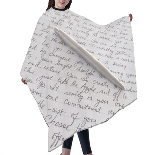Personality  Stainless Steel Pen Laying On Written Page Hair Cutting Cape