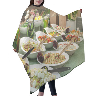 Personality  Buffet With Different Appetizers Hair Cutting Cape