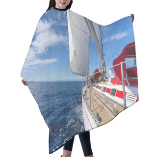 Personality  Sailing Yacht In Blue Sea Hair Cutting Cape
