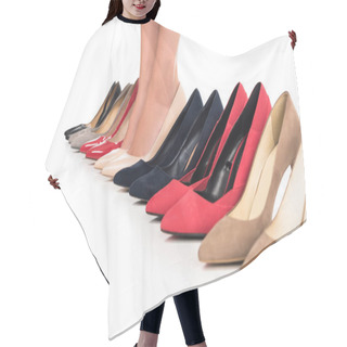 Personality  Woman And Arranged Fashionable Shoes Hair Cutting Cape