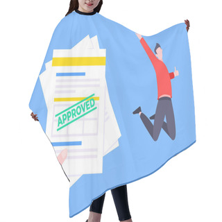 Personality  Job Or University Acceptance Approve Letter With Paper Sheets Document. Hair Cutting Cape