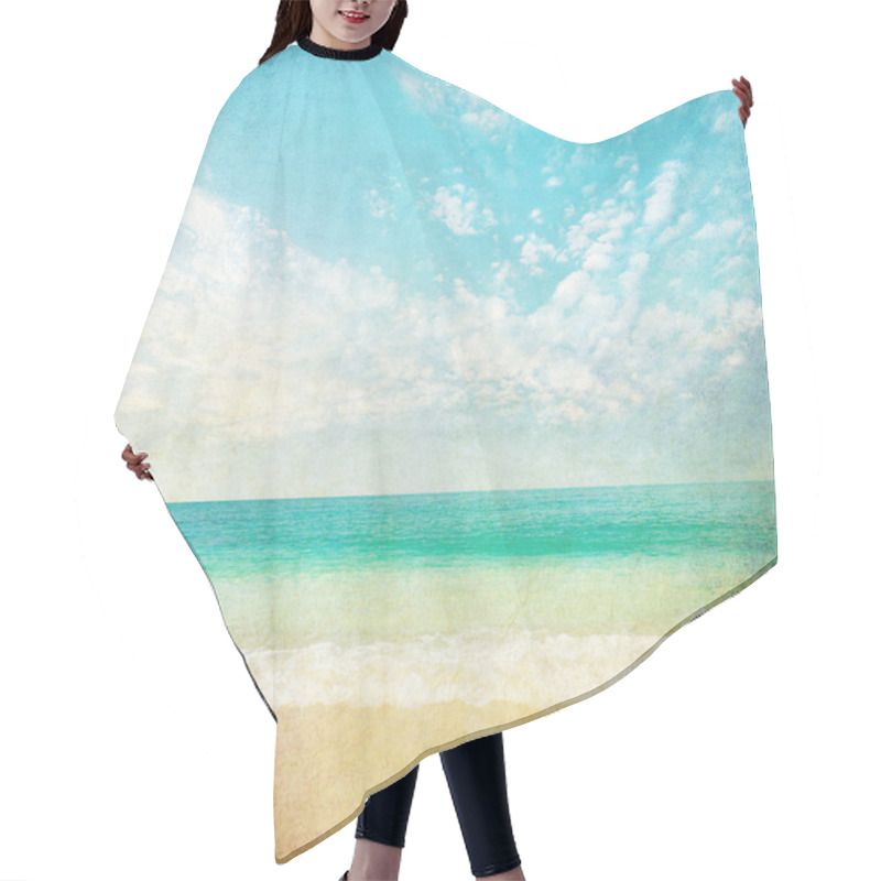 Personality  Summer Beach Background Hair Cutting Cape