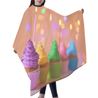 Personality  Cupcakes With Purple Cream Icing Hair Cutting Cape