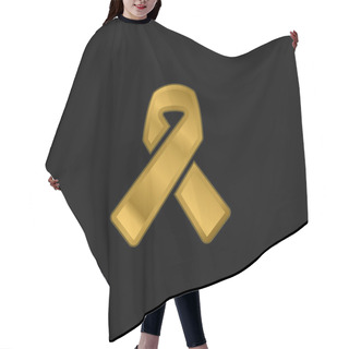 Personality  Awareness Ribbon Gold Plated Metalic Icon Or Logo Vector Hair Cutting Cape