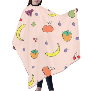 Personality  Vector Background With Fruit. Hair Cutting Cape