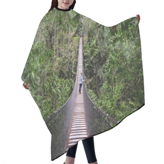 Personality  Suspension Bridge Over The Canyon In Rain Forest. Hair Cutting Cape