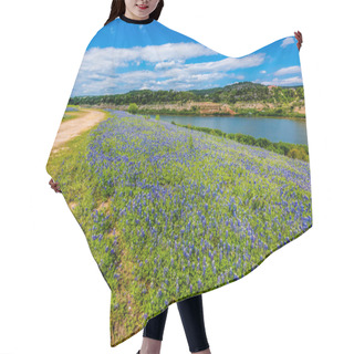 Personality  View Of Famous Texas Bluebonnet  Wildflowers On The Colorado River Hair Cutting Cape