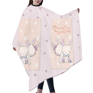 Personality  Cute Bunnies With Easter Eggs Hair Cutting Cape