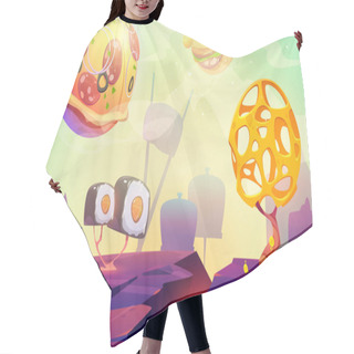Personality  Fast Food Planet Cartoon Poster With Pizza Hair Cutting Cape