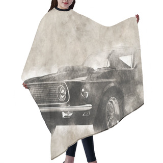 Personality  Illustration Of Awesome Vintage Muscle Car Hair Cutting Cape
