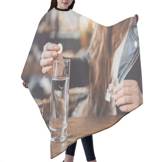 Personality  Woman With Hangover With Medicines Hair Cutting Cape